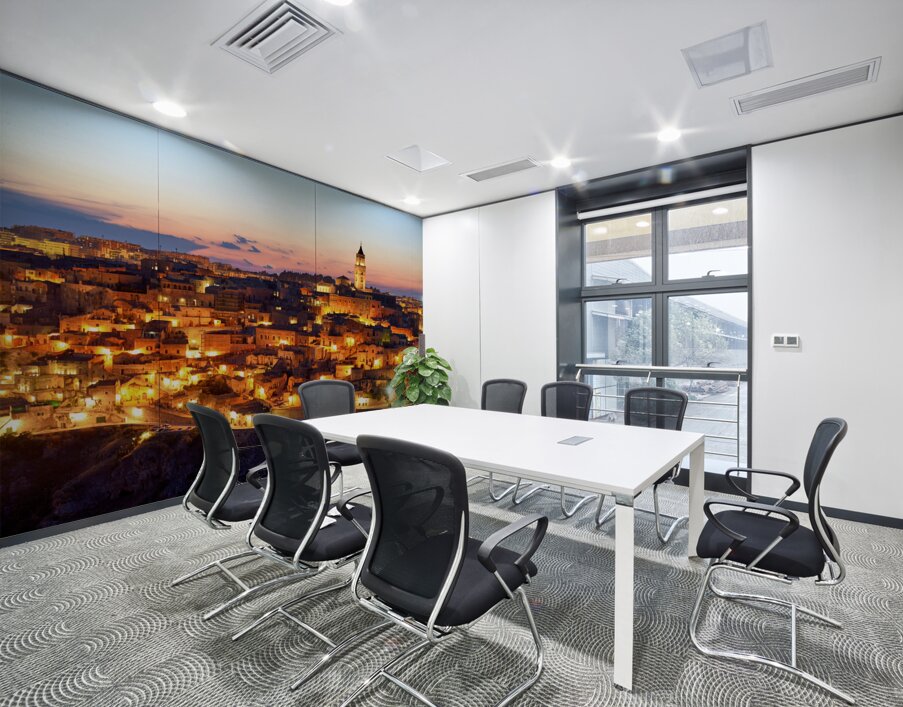 Matera Basilicata Italy. Cityscape. I sassi di Matera at sunset Wall Printing