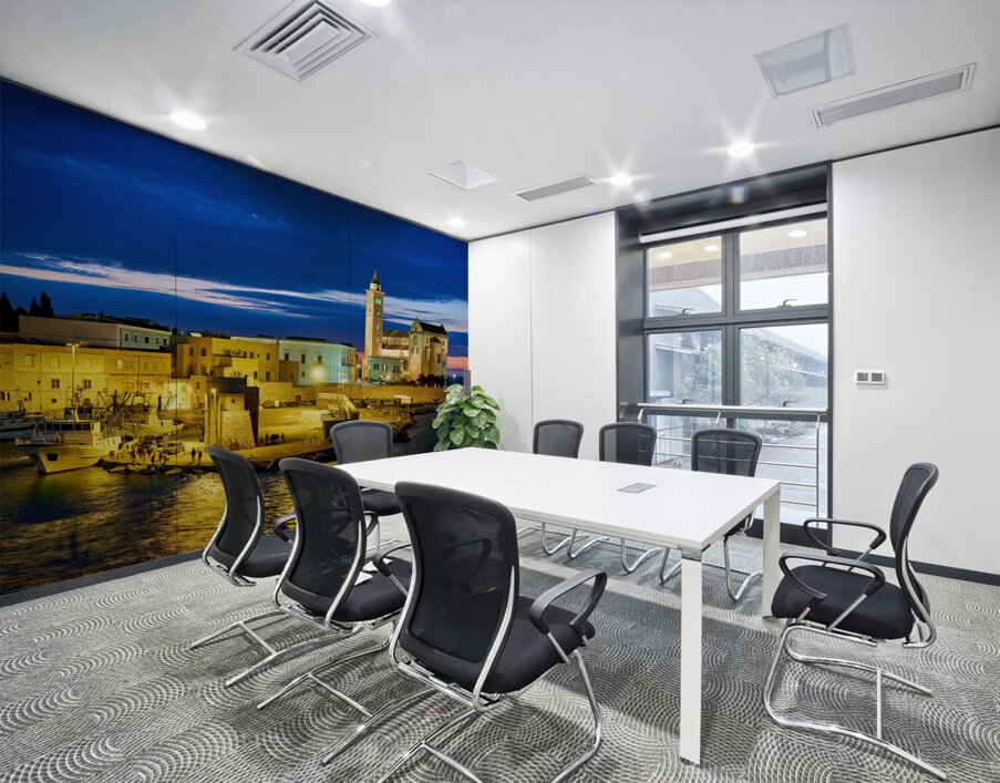 Apulia Puglia Italy. Trani. Basilica Cattedrale Beata Maria Vergine Assunta dedicated to Saint Nicholas at dusk Wall Printing