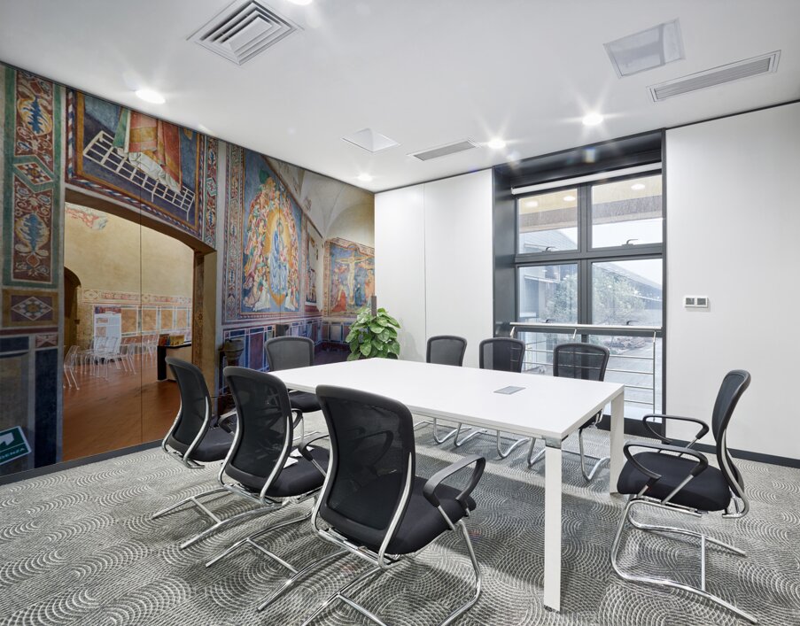 San Gimignano. Tuscany. Italy. Frescoes in the church of San Lorenzo in Ponte. Madonna col Bambino in gloria Madonna with Child in Glory by Simone Martini Wall Printing