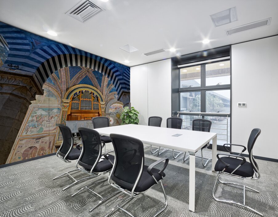 San Gimignano. Tuscany. Italy. The interior of the Collegiata di Santa Maria Assunta. Duomo Cathedral Wall Printing