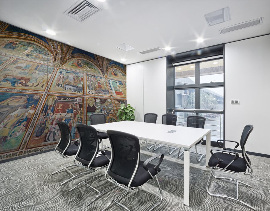 San Gimignano. Tuscany. Italy. The interior of the Collegiata di Santa Maria Assunta. Duomo Cathedral Wall Printing