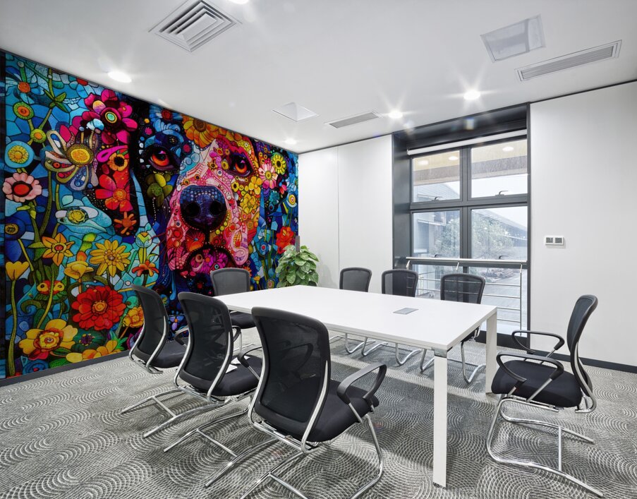 Puppy Loved - Flower Dog Wall Printing