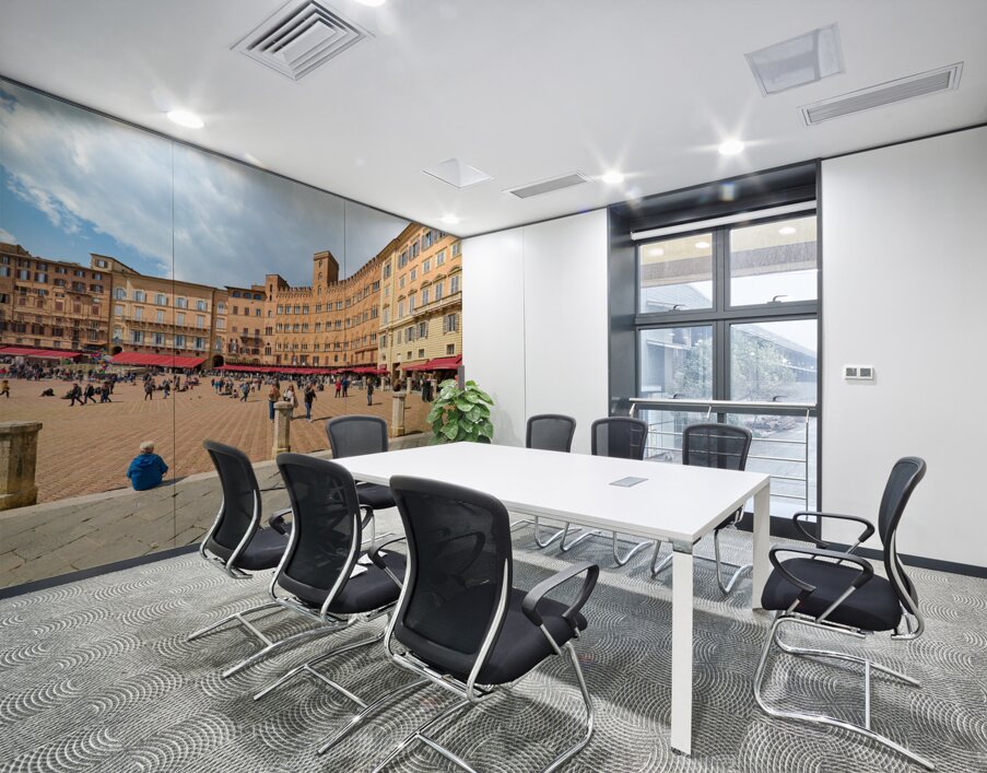 Siena Tuscany Italy. Restaurants in Piazza del Campo Wall Printing