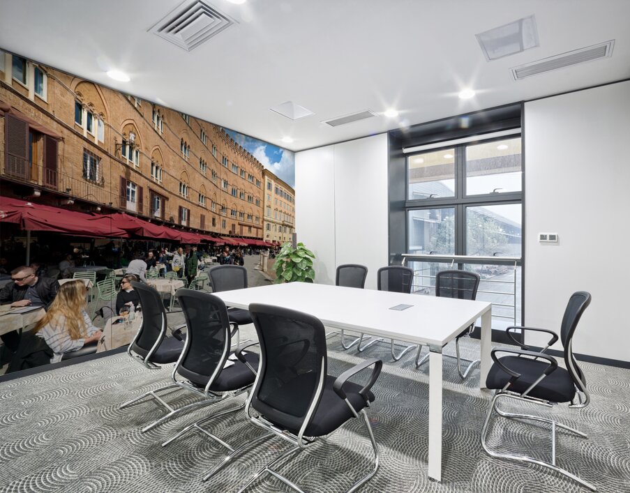 Siena Tuscany Italy. Restaurants in Piazza del Campo Wall Printing
