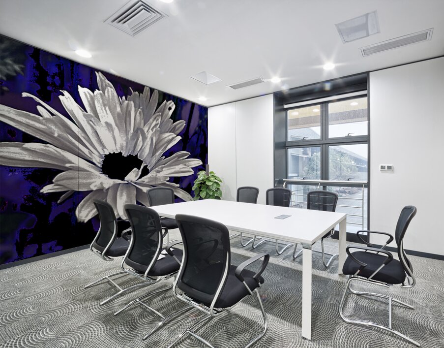 Abstract Daisy Flower on a Dark Background Wall Printing