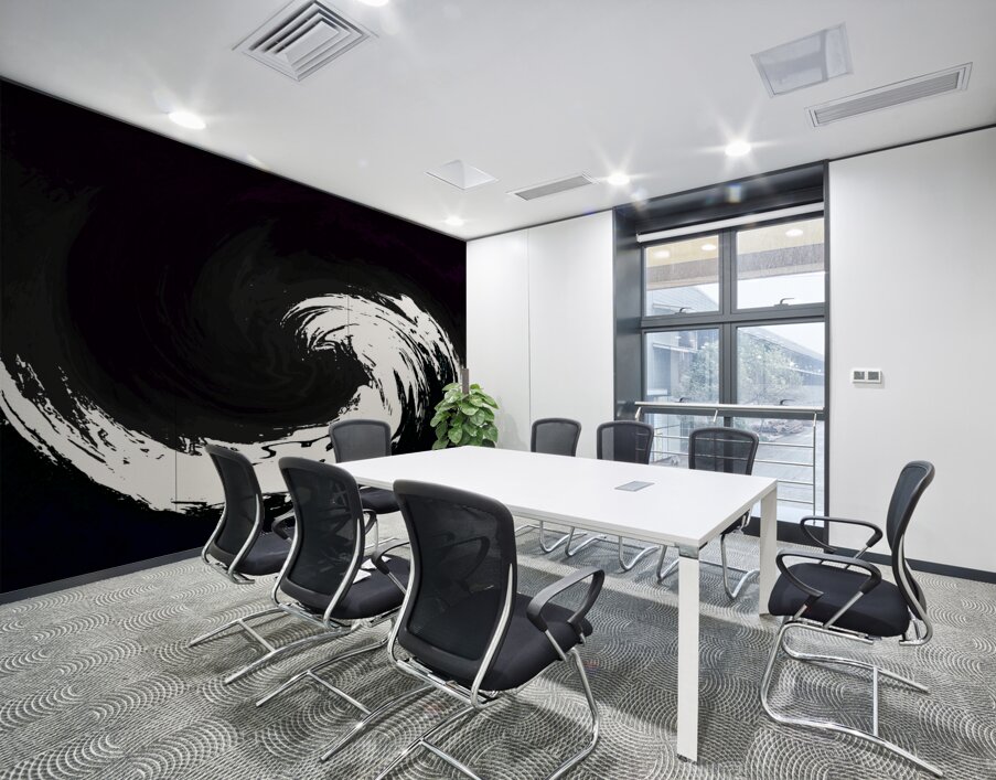 Abstract Swirling Monochrome Melting Forest  Wall Printing