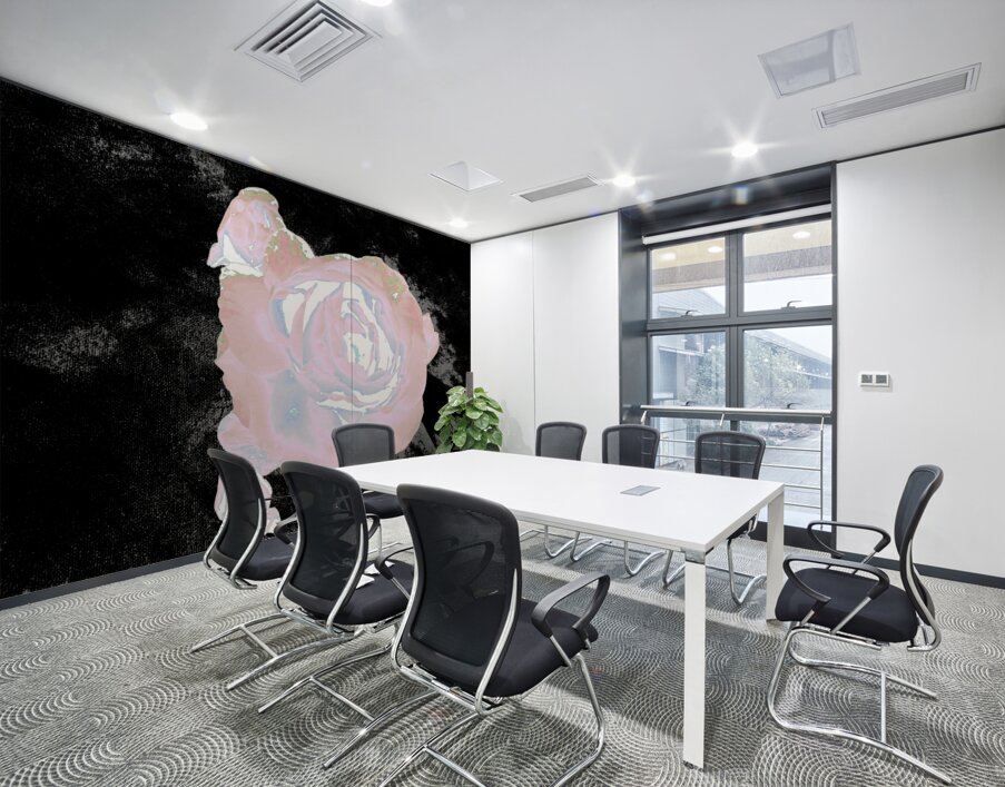 Abstract Ethereal Rose on a Dark Abstract Background  Wall Printing