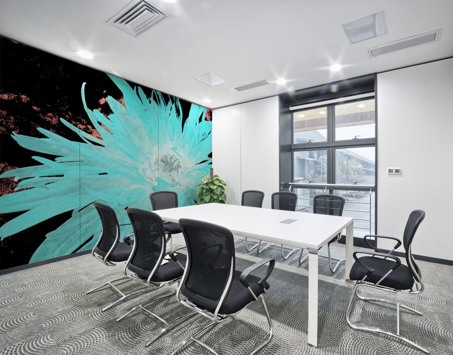 Abstract Turquoise Daisy Flower Wall Printing