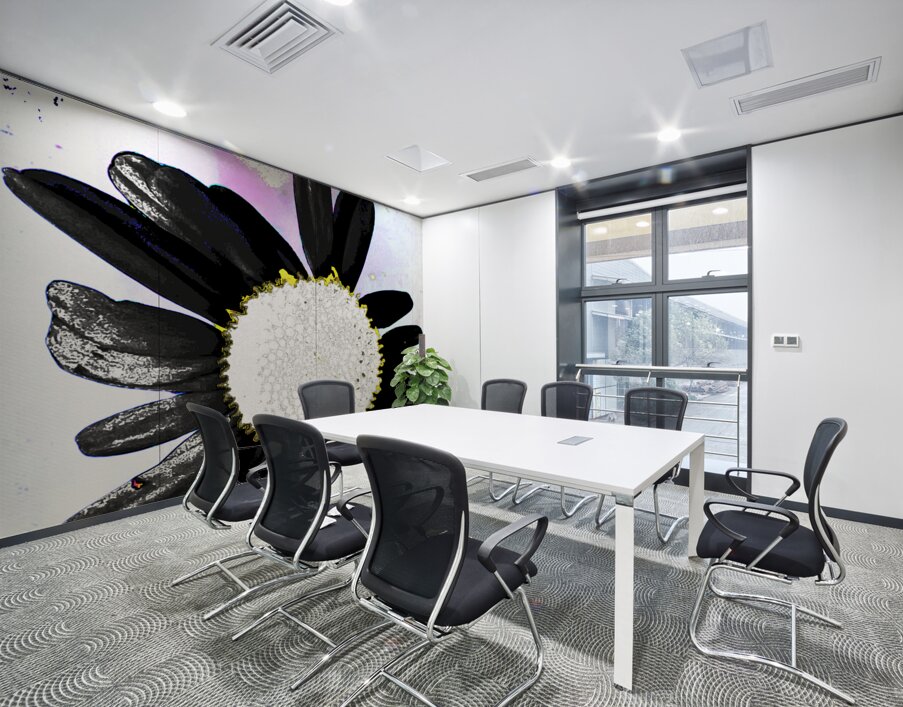 Abstract Daisy with Black Petals  Wall Printing