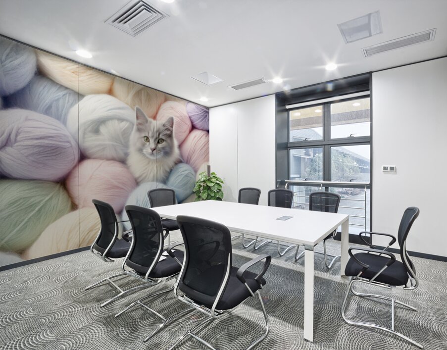 Kitten in Balls of Soft Angora  Wall Printing