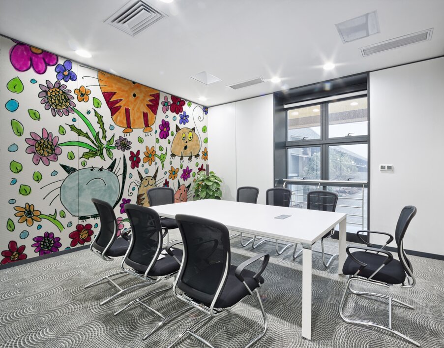 Abstract Floral Doodle Art Cats  Wall Printing