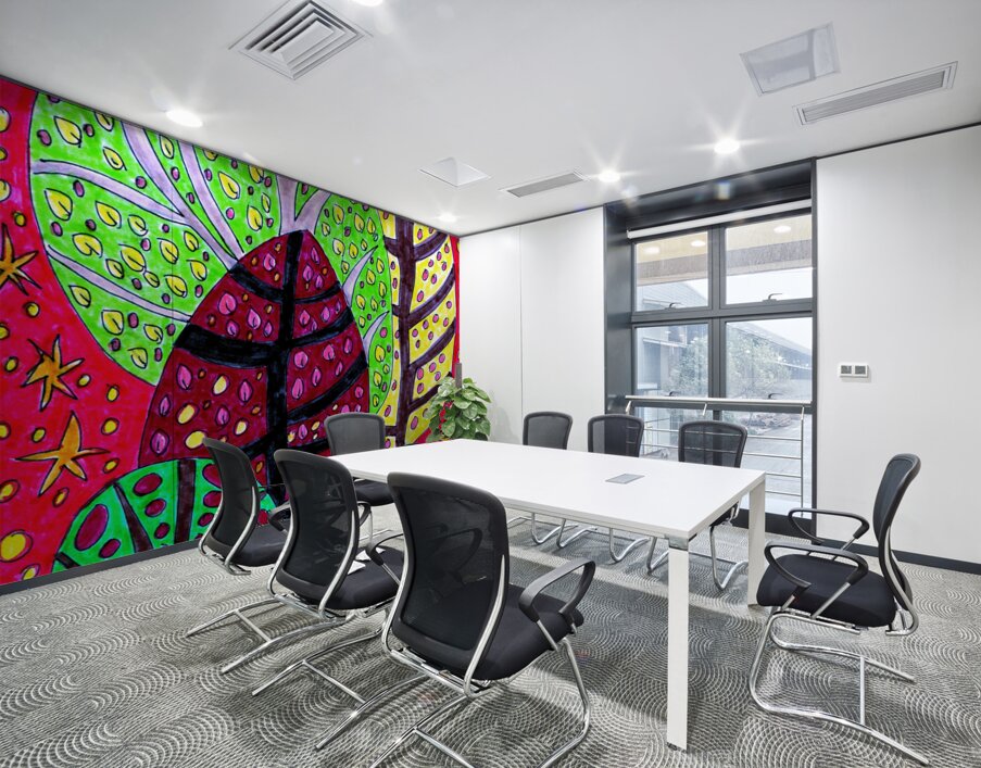 Five Abstract Doodle Trees Wall Printing