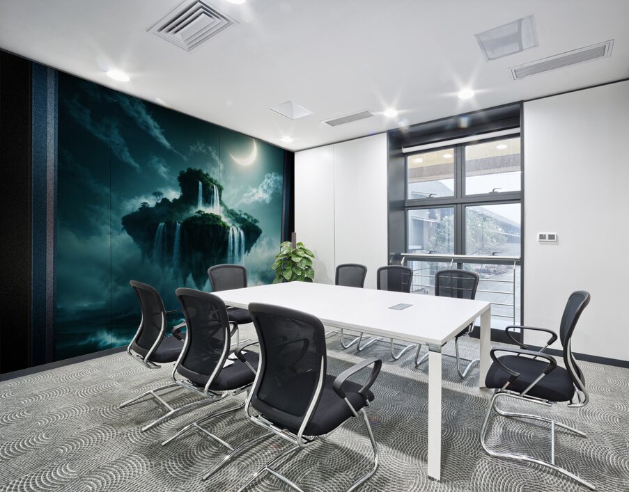 A Surreal Moonlit Island Forest Of Enchantment Awe-Inspiring AI Concept Art by Xzendor7 Wall Printing