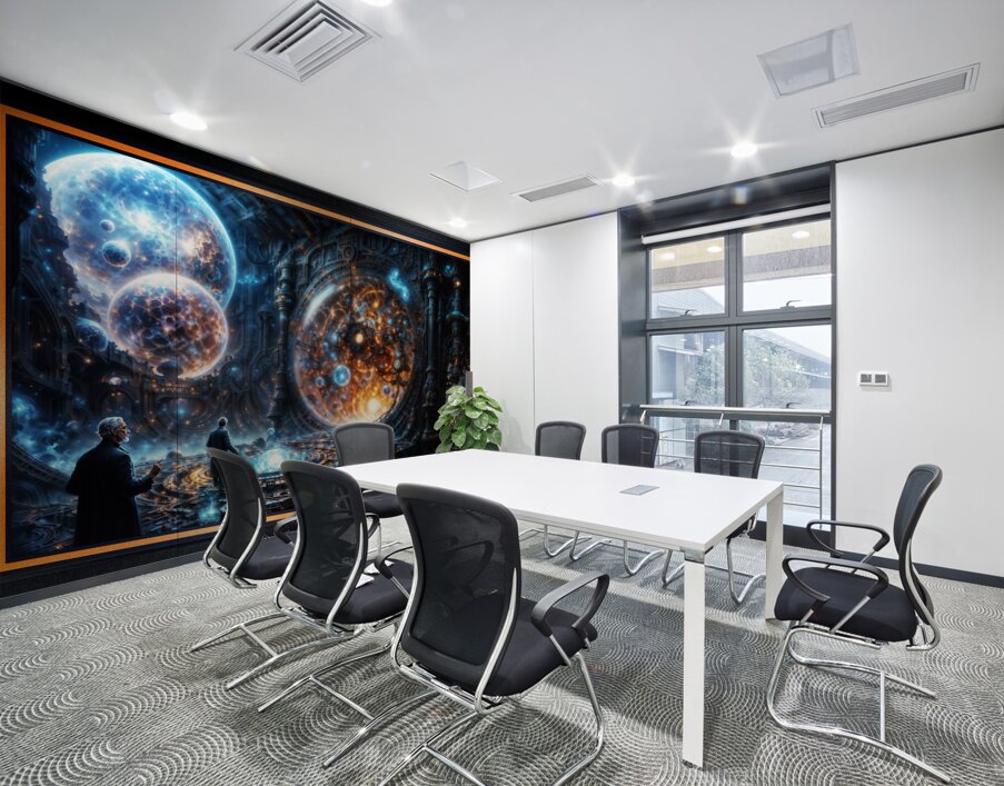 Belsuvius Observatory View Of The Celestial Realm Of The Orbs of Ostephan Awe-Inspiring AI Concept Art by Xzendor7 Wall Printing