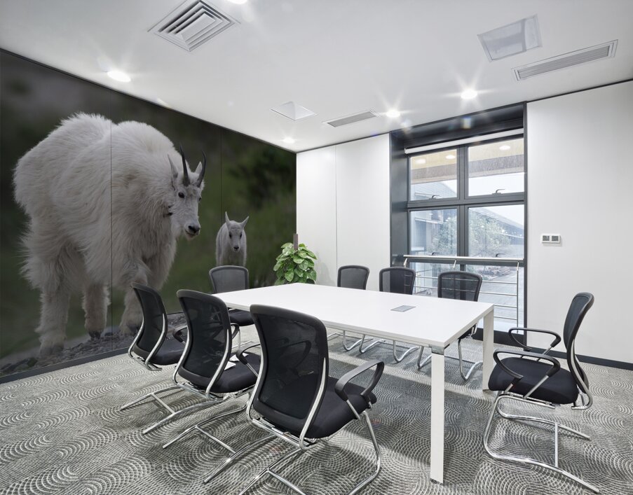 Tender Moments: Mama Mountain Goat and Baby in Nature Wall Printing