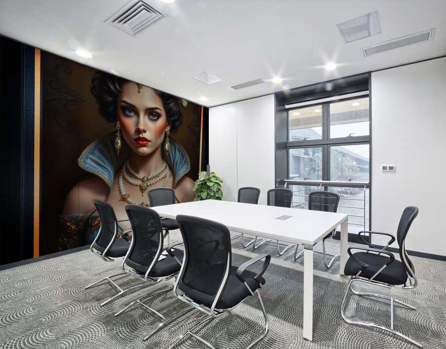 The Timeless Glamour Of A Classical Beauty Portrait Of A Woman Mesmerizing AI Concept Art by Xzendor7 Wall Printing