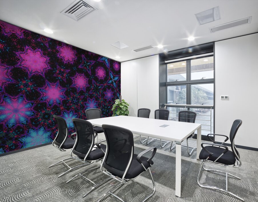 Abstract Neon Kaleidoscope Shapes  Wall Printing