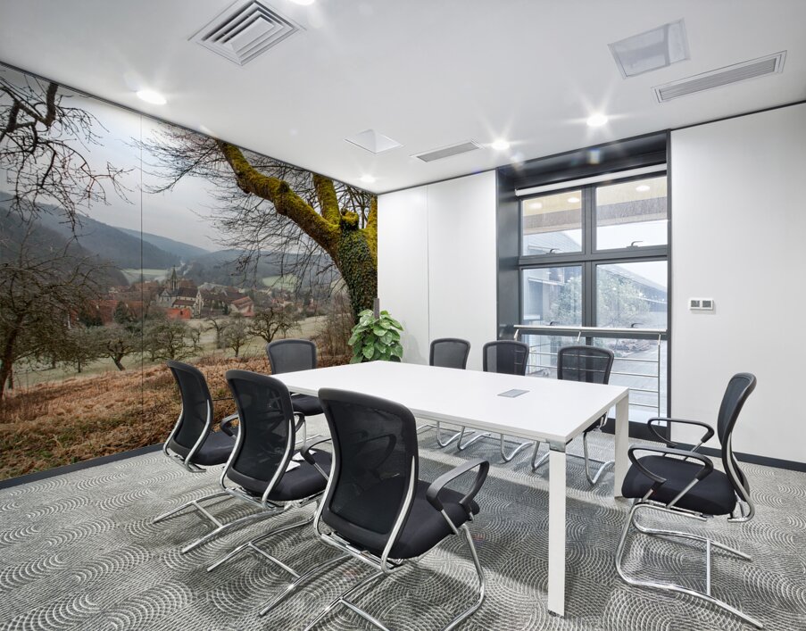 Landscape around the ancient monastery of Bebenhausen in winter Wall Printing