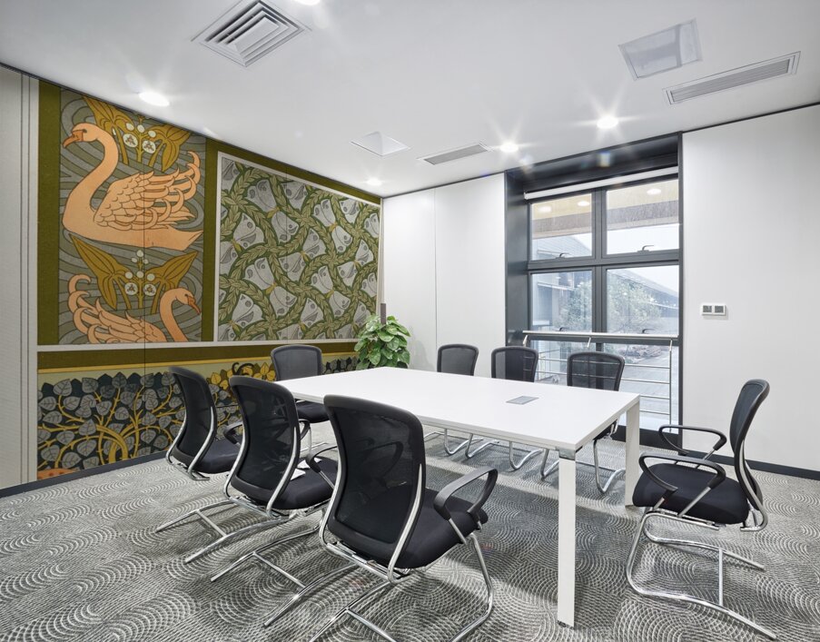 Cygnes et sagittaire. Bordure. Pappillons et feuillages. étoffe. Cerfs et biches. Frise. [1897] by Maurice Pillard Verneuil [1869–1942] Wall Printing