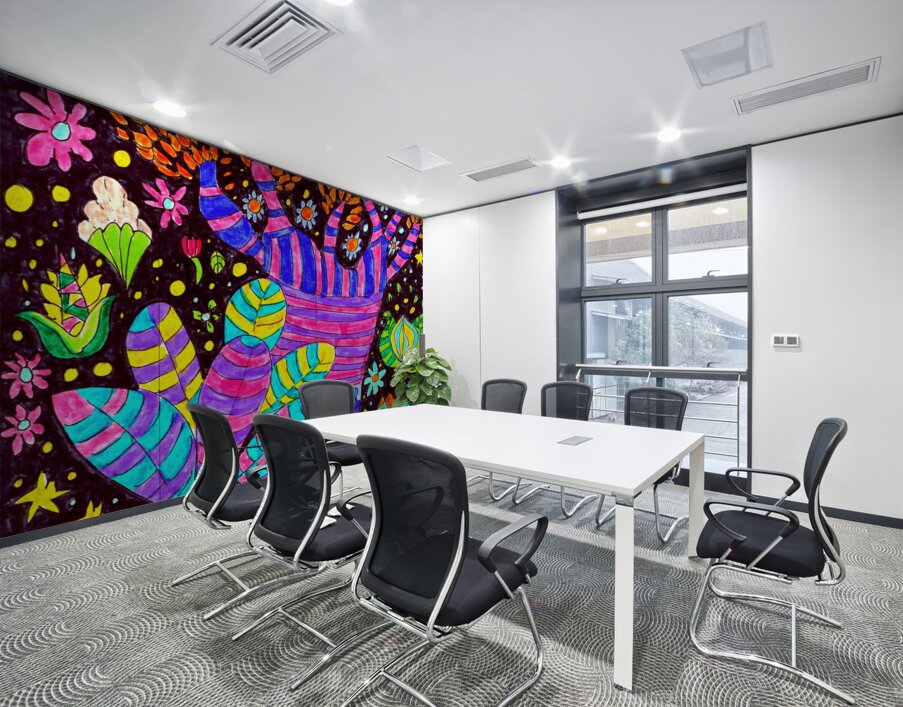 Abstract Whimsical Plants Wall Printing