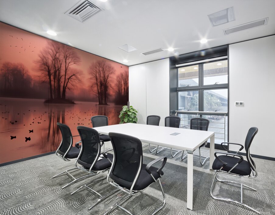 A serene ethereal landscape at dawn where Wall Printing