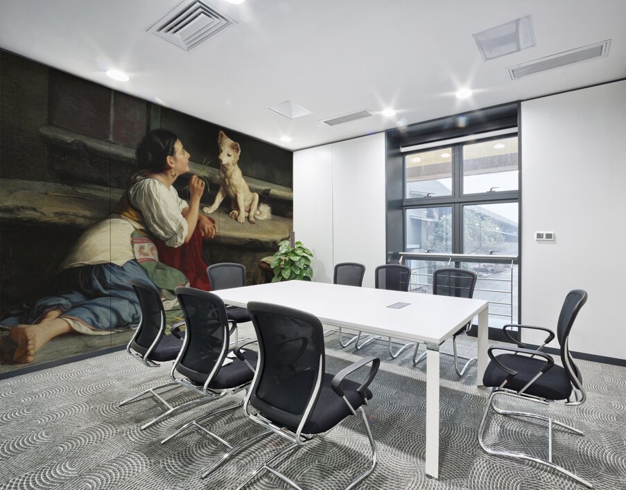 Ung Italienerinde. Der leger med en Hund [1872] by Axel Helsted [1847–1907] Wall Printing