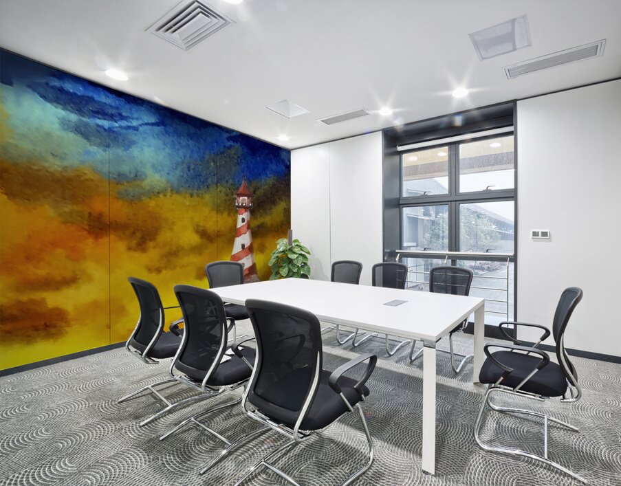 Cloudy Sunset Lighthouse Watercolor Painting  Wall Printing