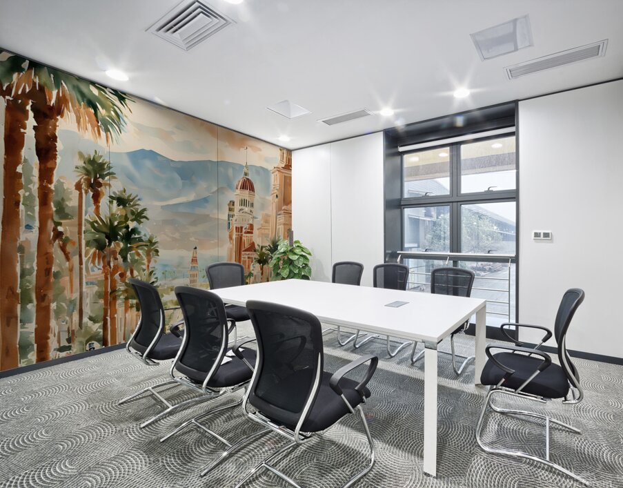 Watercolor Style Painting of Lively Las Vegas Boulevard with Iconic Clock Tower-UN44  Wall Printing