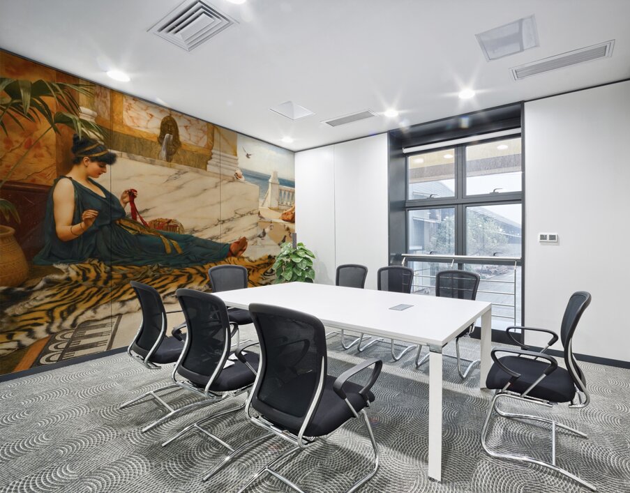 The Tigerskin [Sewing Girl] [1889] by John William Godward [1861–1922] Wall Printing