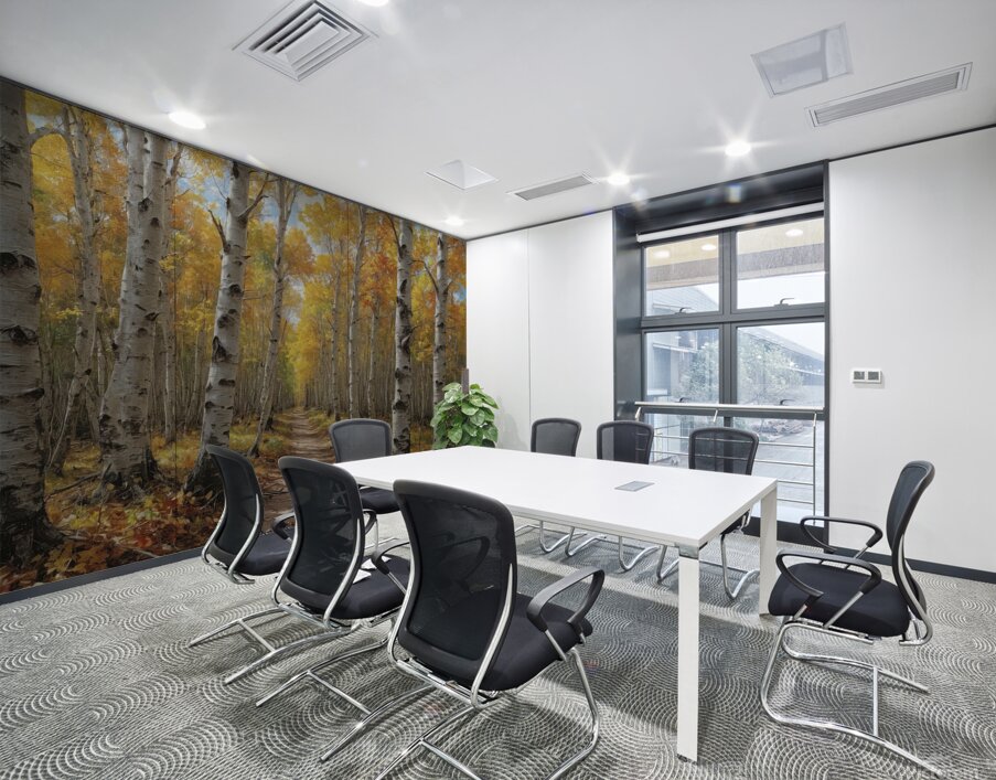 Autumn Forest Path with Vibrant Foliage Wall Printing