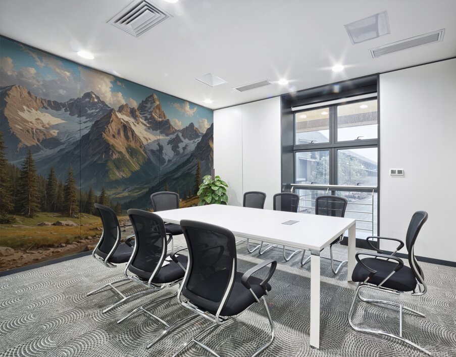 Majestic Mountain Landscape with River Wall Printing