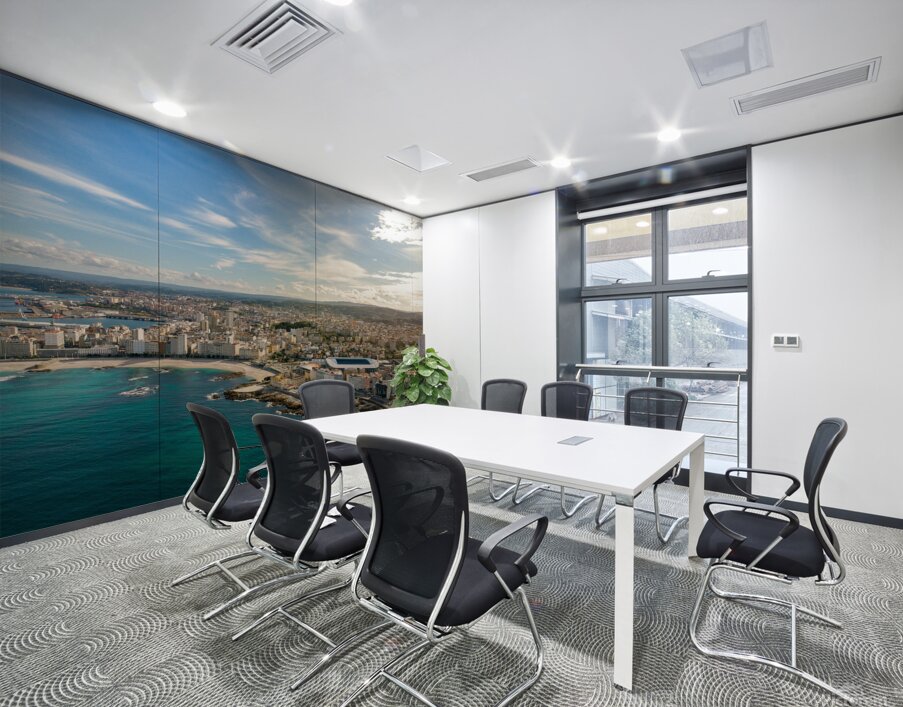 A Coruna city aerial perspective. Old historic center of the city.  Wall Printing