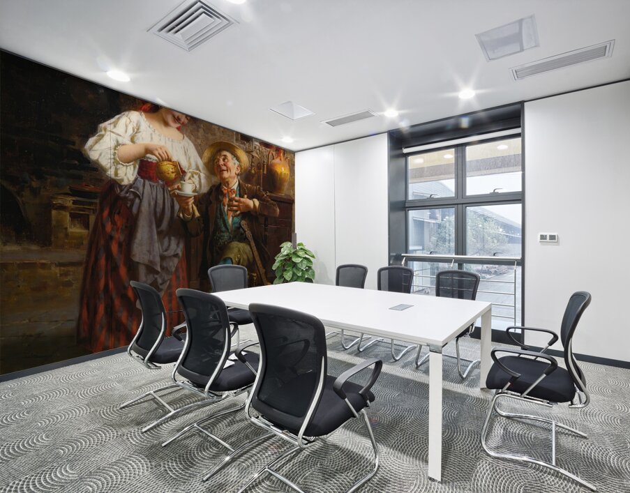 Grandpa’s coffee by Eugenio Zampighi [1859–1944] Wall Printing