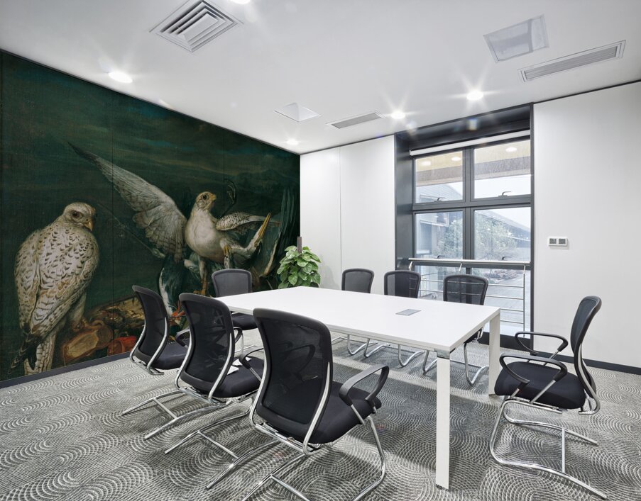 Weiße Jagdfalken Mit Einem Fischreiher [1748] by Philipp Ferdinand de Hamilton [ca. 1664–1750] Wall Printing