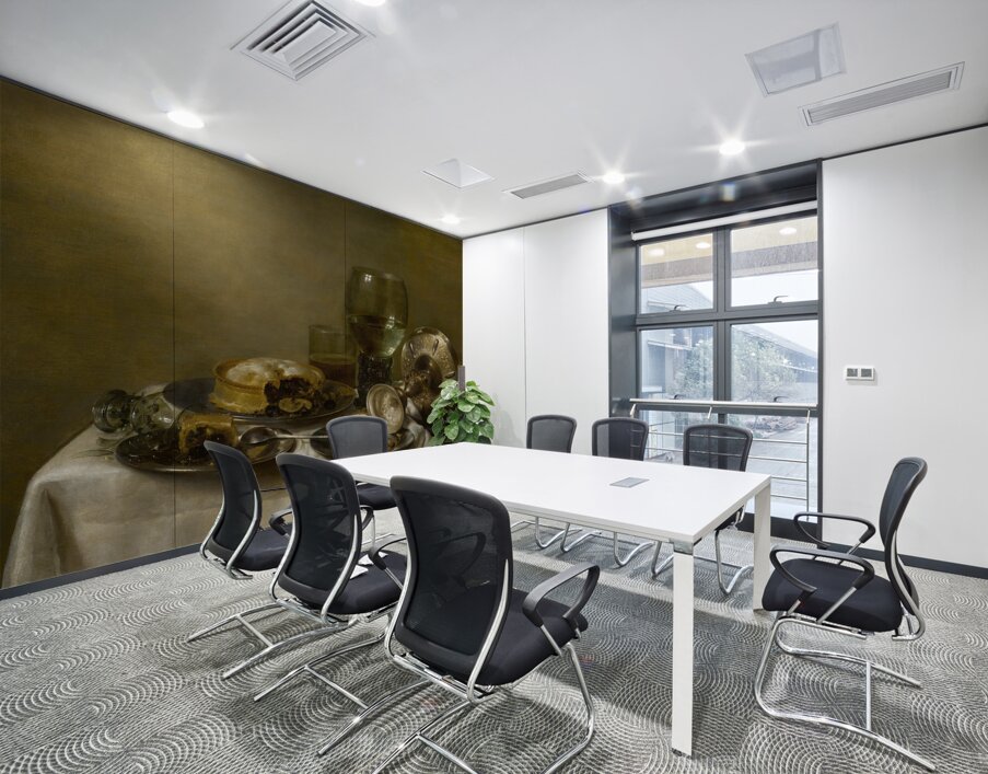 A still life with an overturned silver tazza. Glassware. Pies and a peeled lemon on a table [1633] by Willem Claesz Heda [1594–1680] Wall Printing