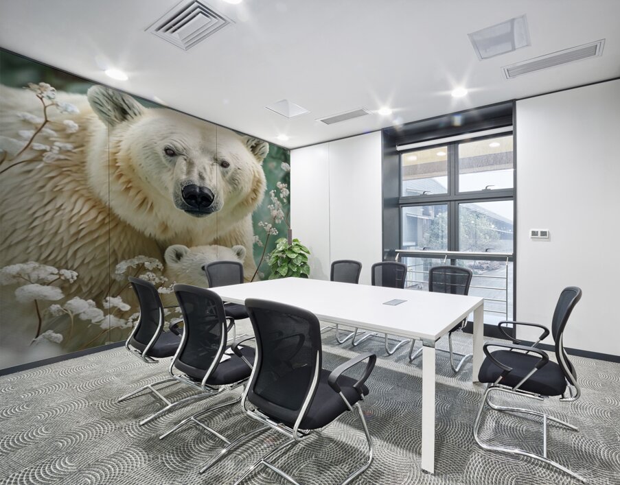 Intimate photo of polar bear and his son Wall Printing