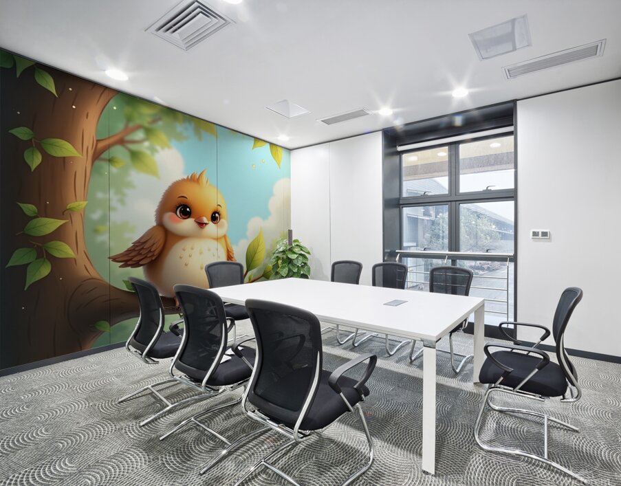 Flux Dev Draw a cute little bird with soft feathe Wall Printing