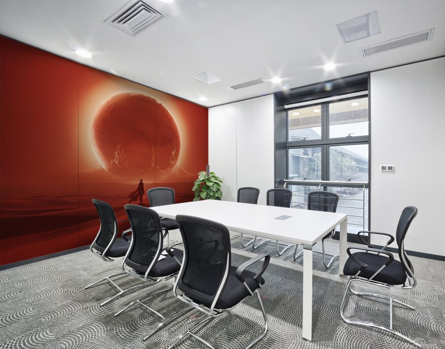 Eclipse of Fire – Dramatic Martian Landscape with Celestial Radiance  Wall Printing