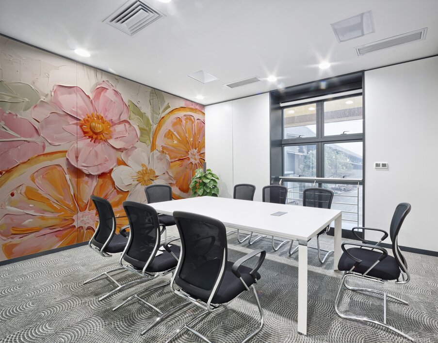 Vibrant Citrus Blossom – Impressionist Oil Painting with Orange Slices and Flowers  Wall Printing