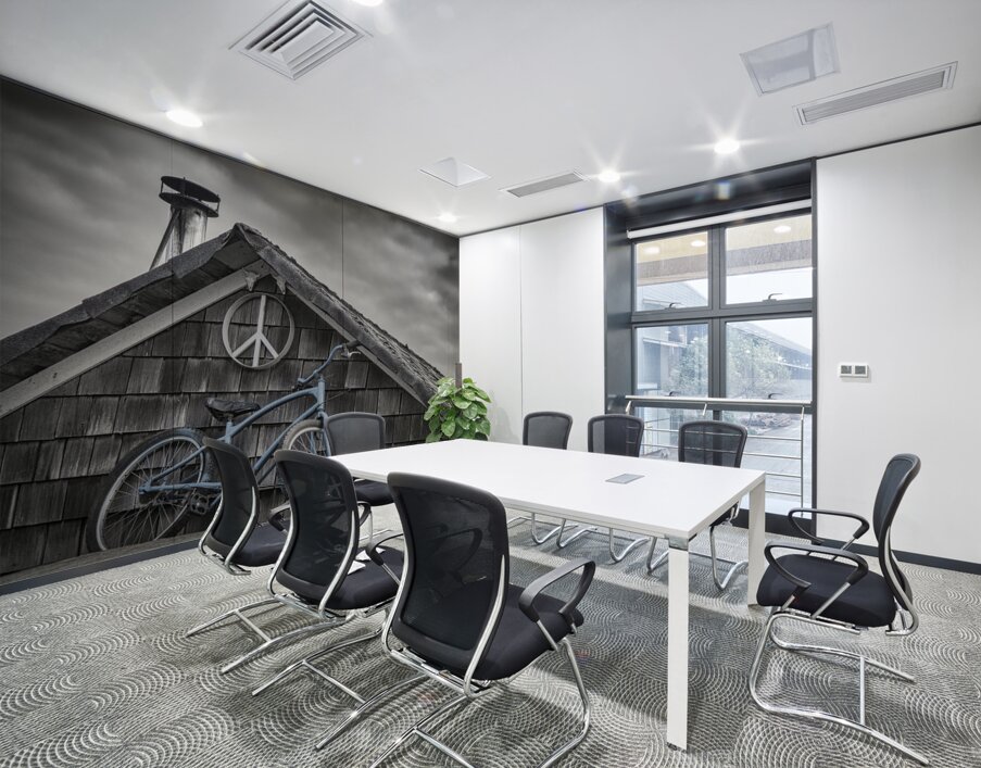 FS240214 BLUE BIKE ON ROOF Wall Printing