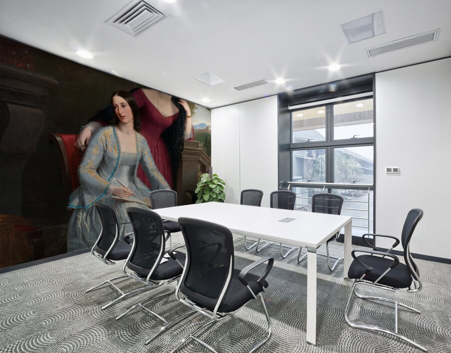 Two Women in an Italian Landscape [1854] by Miner Kilbourne Kellogg [1814–1889] Wall Printing