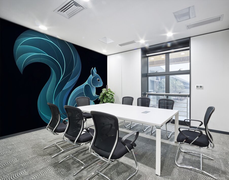 Celestial Squirrel: A Futuristic Dance of Light and Mystery Wall Printing