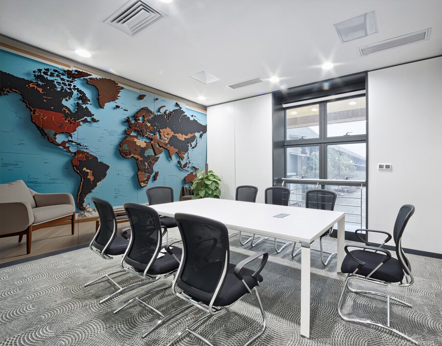Global Vision A Modern World in Wood and Hue Wall Printing