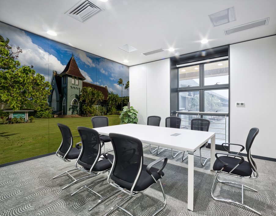 Waioli Huiia Church stands in Hanalei Kauai with the majestic  Wall Printing