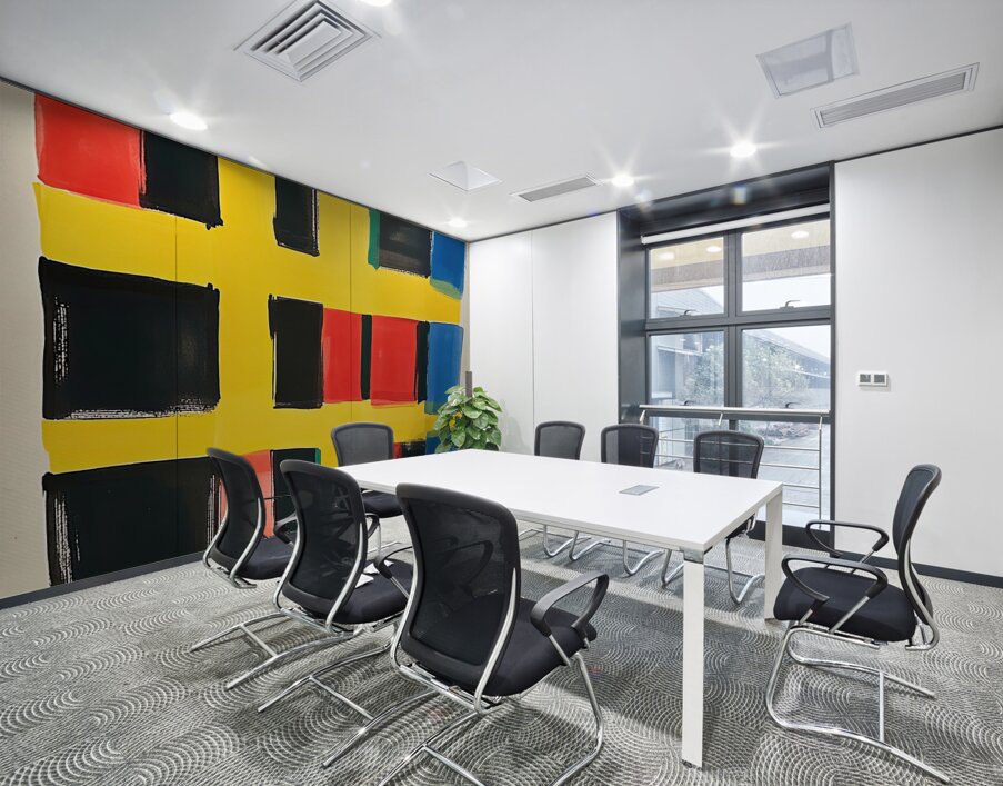 Chromatic Grid Interplay 7P3HK2 65 Wall Printing