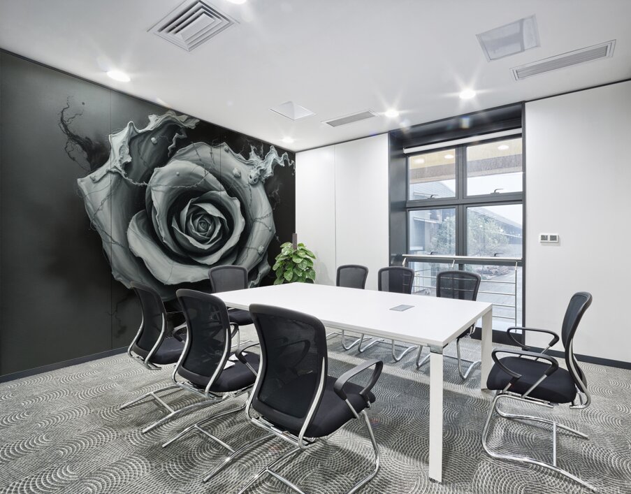 Surreal Monochrome Rose – Dark Abstract Fantasy Art Wall Printing