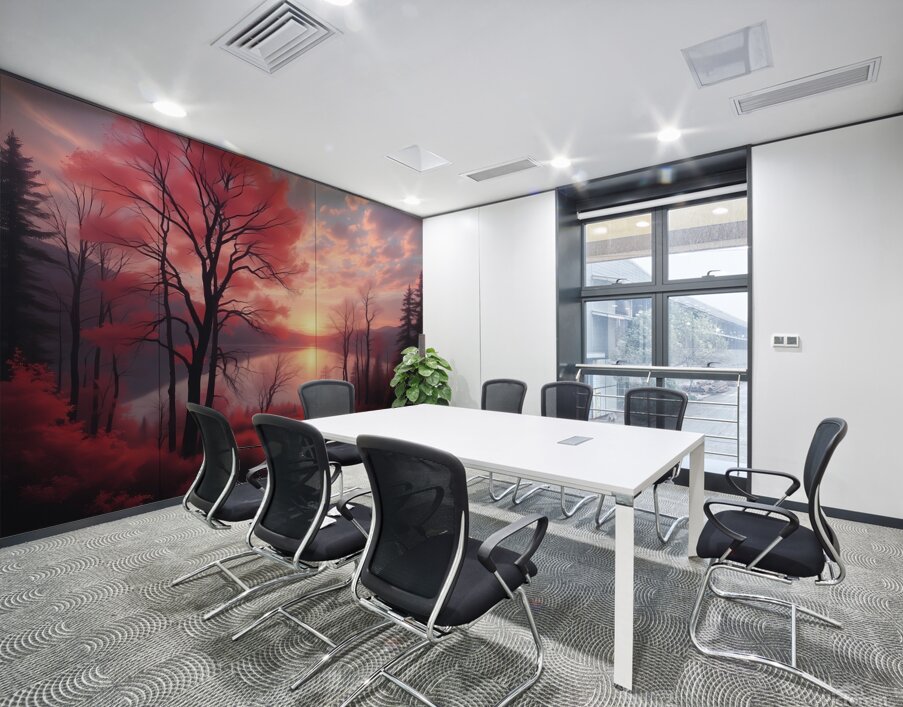 Surreal Autumn Landscape – Dreamlike Sunset Over a Mystical Forest Wall Printing