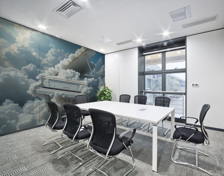 Heavenly Grand Piano Floating in the Clouds – Surreal Dreamlike Art Wall Printing