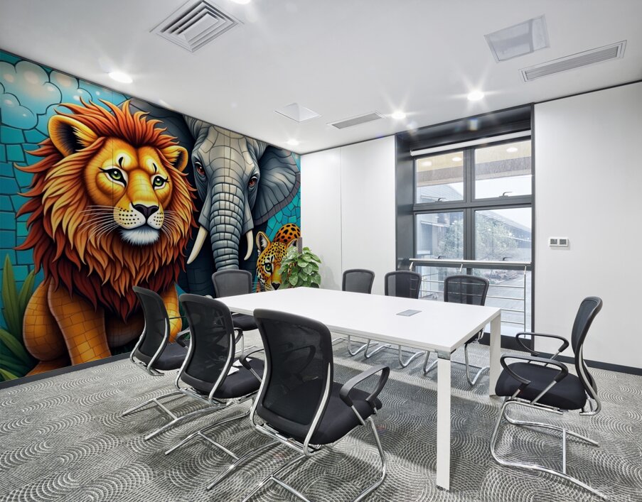 Flux Dev A vibrant mosaic artwork featuring a dyn Wall Printing