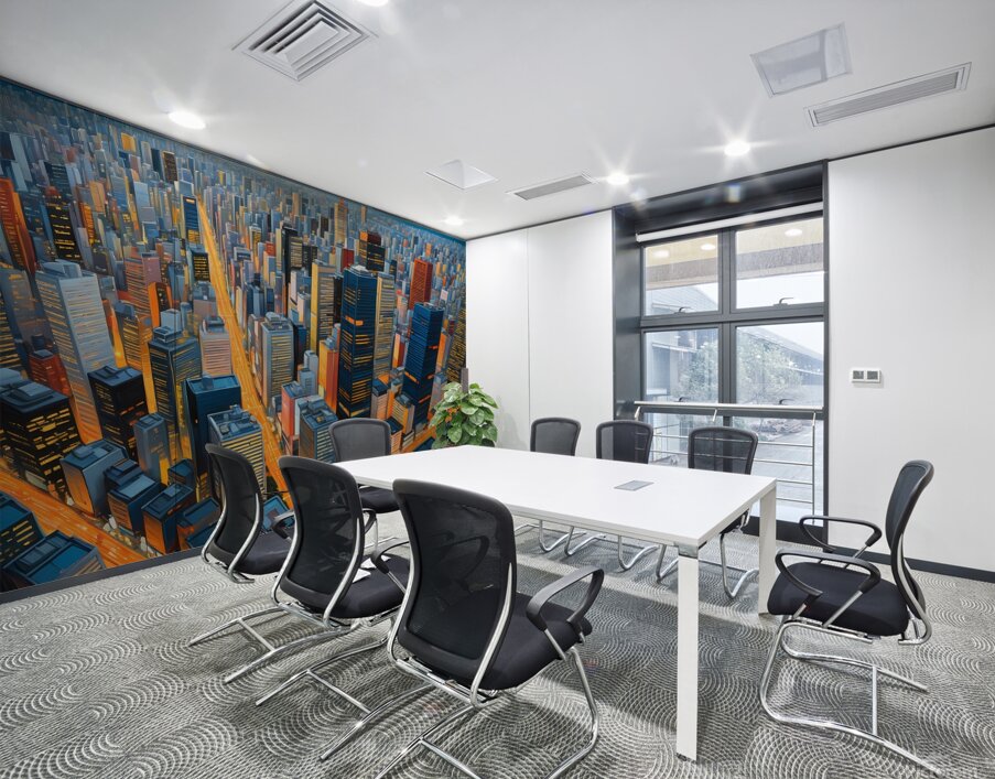 Futuristic City Skyline at Night – Vibrant Urban Metropolis Wall Printing